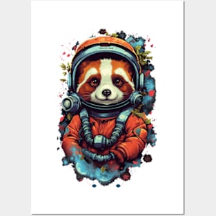 Astronaut Red Panda Posters and Art